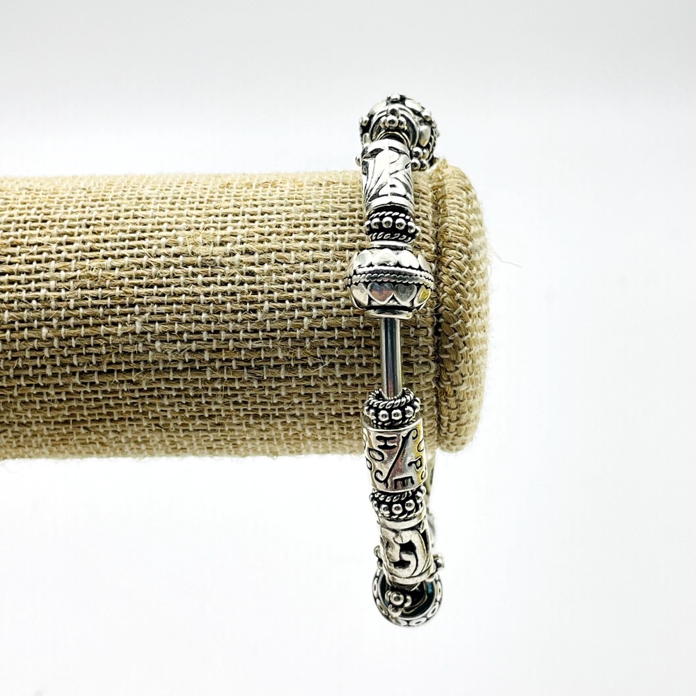 Vintage Cuff Bracelet Silver Tone Ornate Textured Detailed Statement